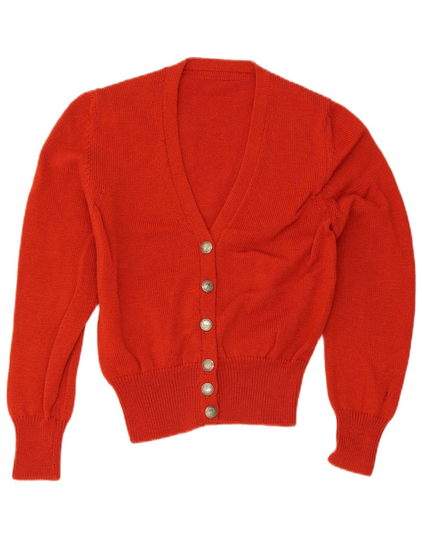 Vintage γυναικείο Crop Cardigan πουλόβερ UK 10 Small Orange
