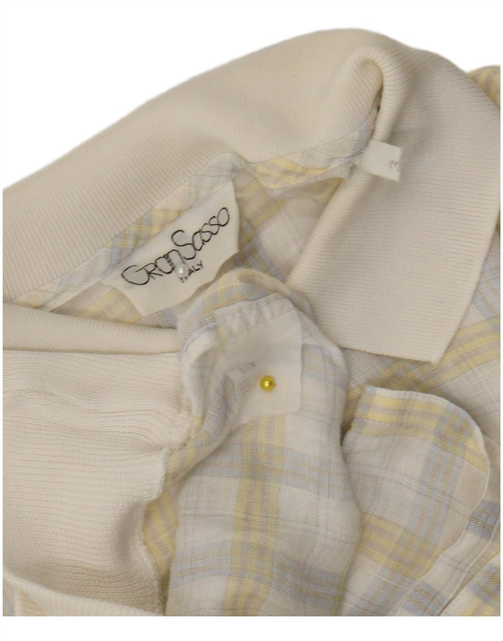 Ανδρικό κοντομάνικο πουλόβερ Gran Sasso πουκάμισο μεσαίο λευκό λινάρι