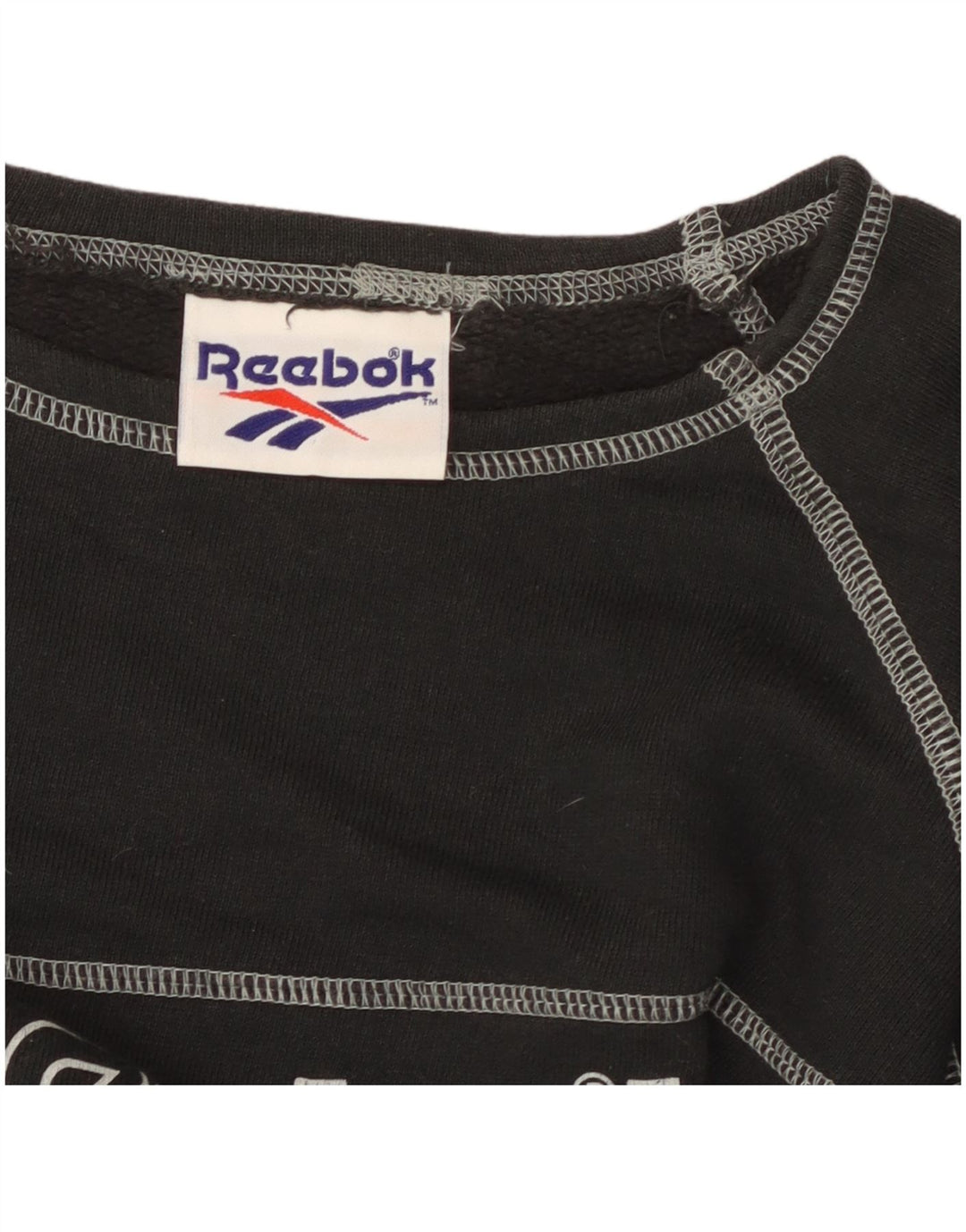 Γυναικείο γραφικό μπλουζάκι REEBOK τοπ UK 14 μεσαίο μαύρο βαμβακερό
