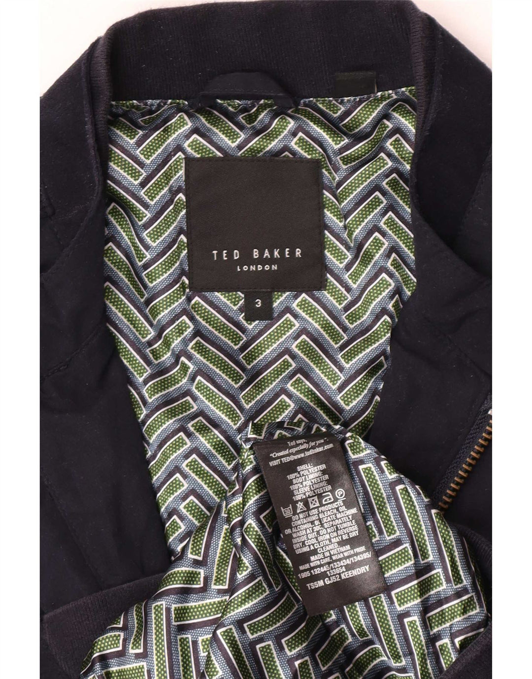 Ted Baker Ανδρικό μπουφάν Bomber Size 3 Medium Navy Blue Polyester