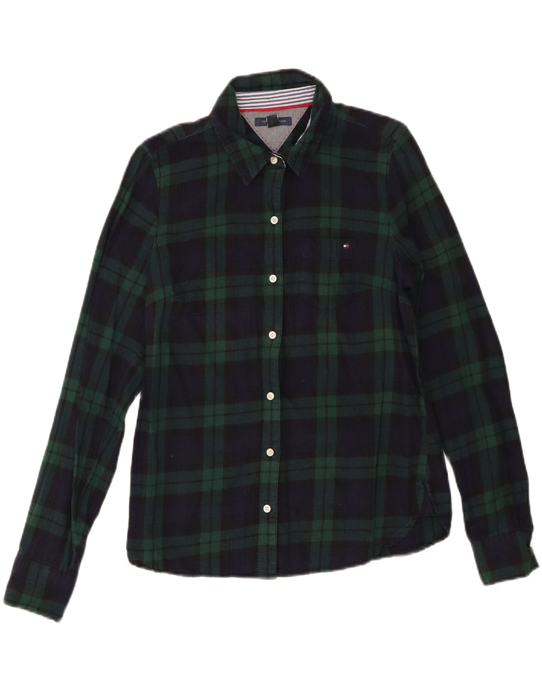 Tommy Hilfiger Γυναικείο πουκάμισο UK 12 Medium Navy Blue Check Cotton