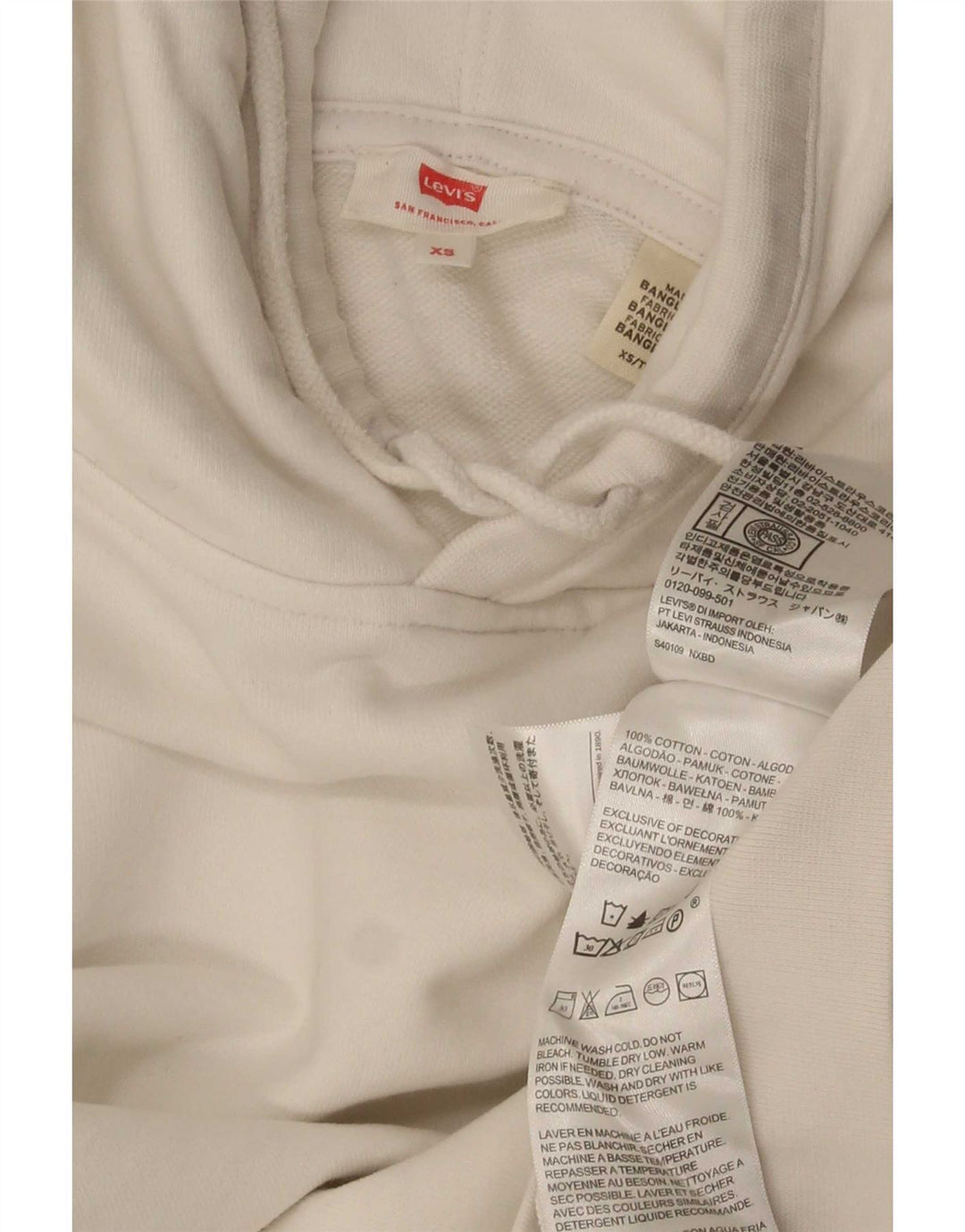 Levi's Mens Hoodie Jumper XS Λευκό βαμβακερό