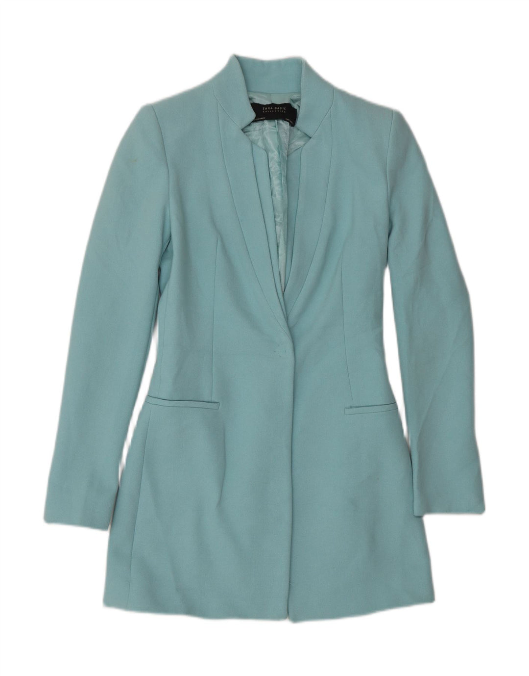 Zara Γυναικείο τζάκετ Longline Blazer UK 6 XS Blue Acetate με 1 κουμπί
