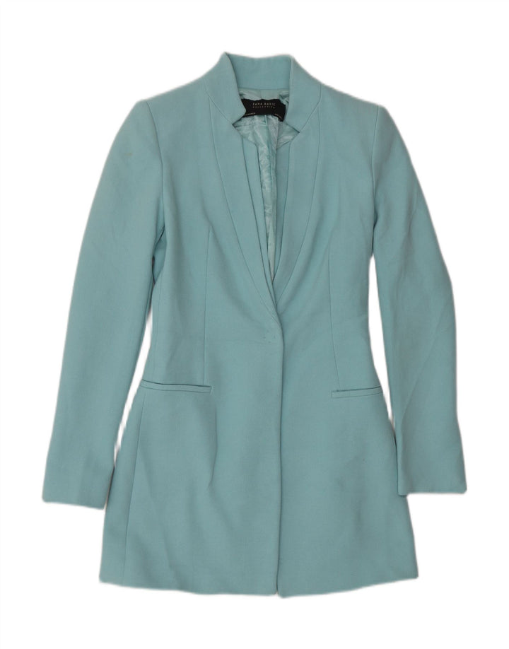 Zara Γυναικείο τζάκετ Longline Blazer UK 6 XS Blue Acetate με 1 κουμπί