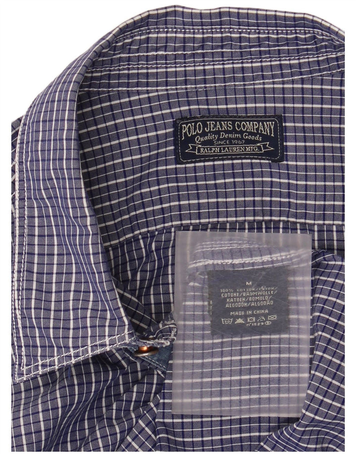 RALPH LAUREN Ανδρικό πουκάμισο μεσαίο μπλε βαμβακερό Gingham