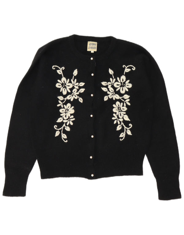 Vintage γυναικείο oversized ζακέτα πουλόβερ UK 10 Small Black Floral