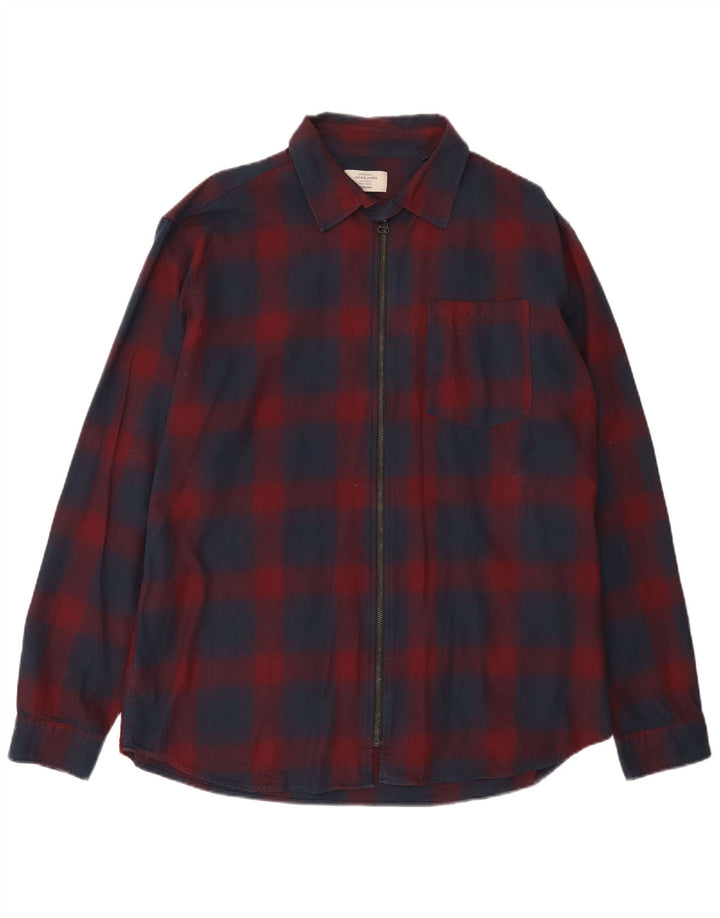 Jack & Jones Ανδρικό Φανελένιο Πουκάμισο 2XL Κόκκινο βαμβακερό