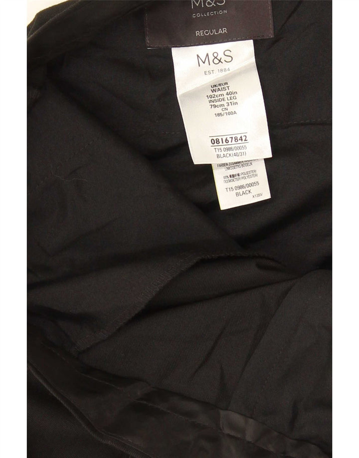 Marks & Spencer Ανδρικό παντελόνι κανονικό κοστούμι W40 L31 μαύρο πολυεστέρα