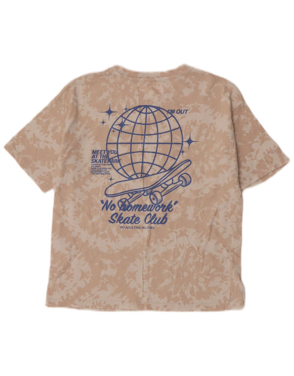 Zara Boys Graphic T-Shirt Top 8-9 Years Beige Tie Dye Cotton