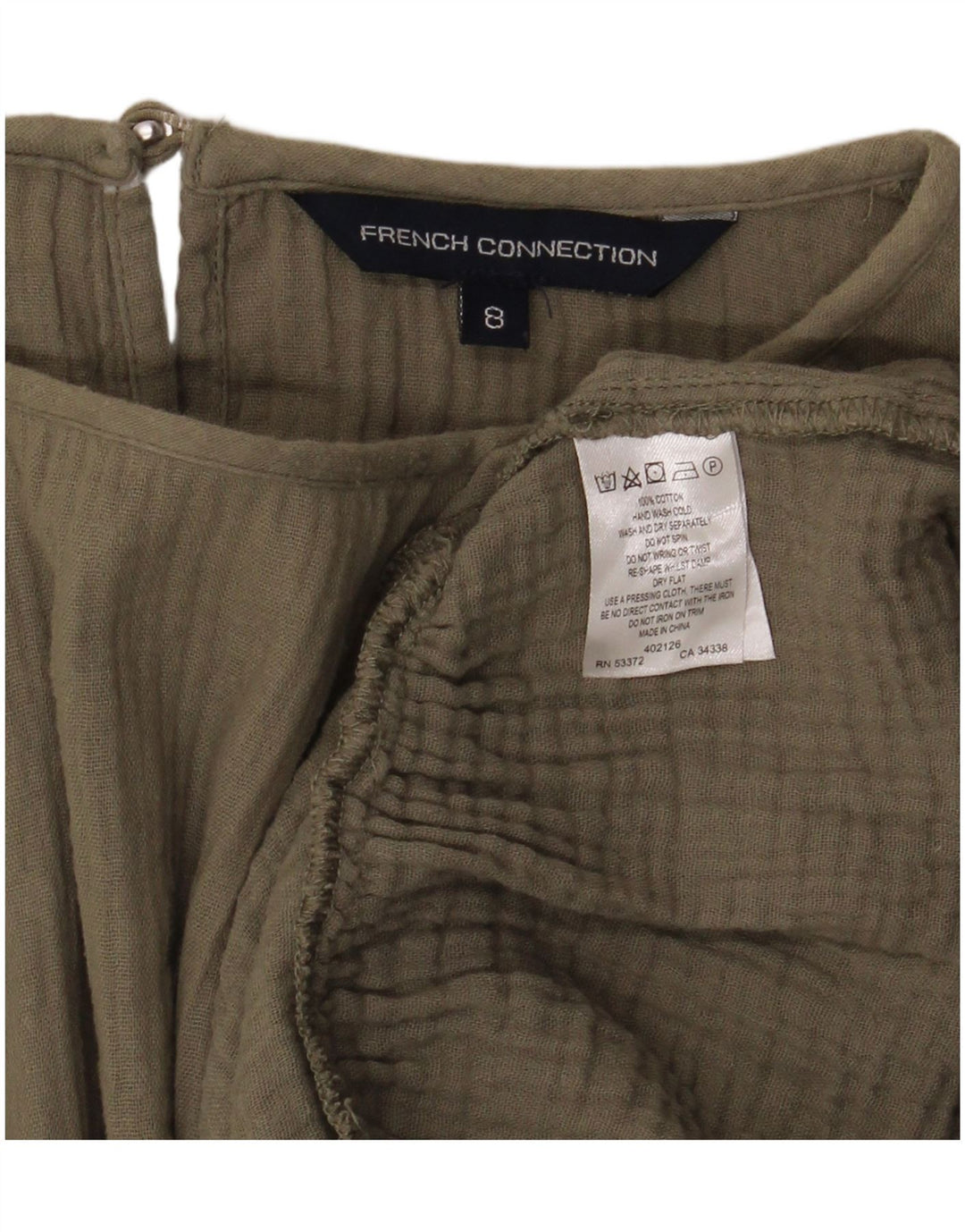 Γυναικεία μπλούζα French Connection Oversized Top UK 8 Small Khaki Cotton