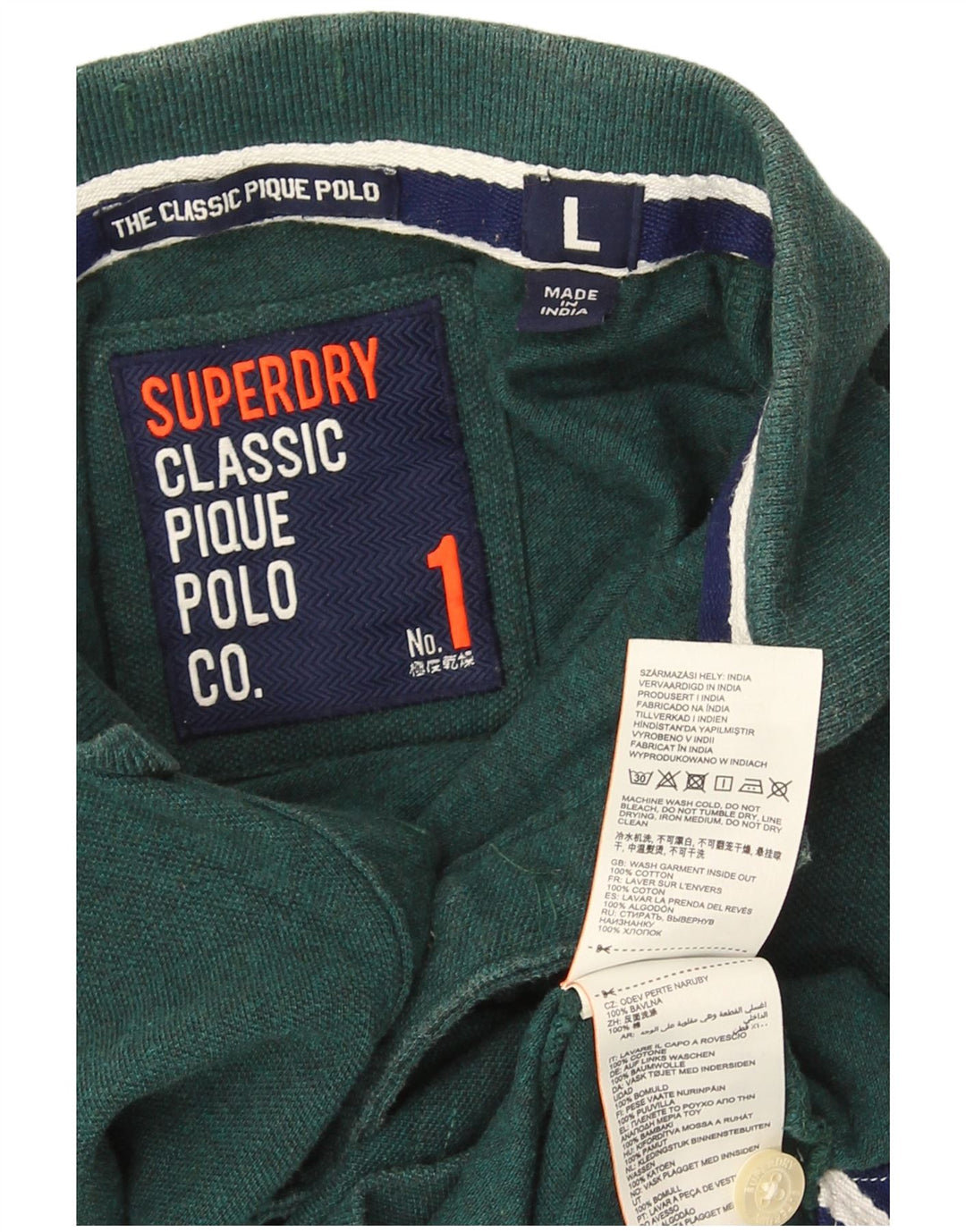 Ανδρικό πουκάμισο πόλο Superdry, μεγάλο πράσινο βαμβακερό