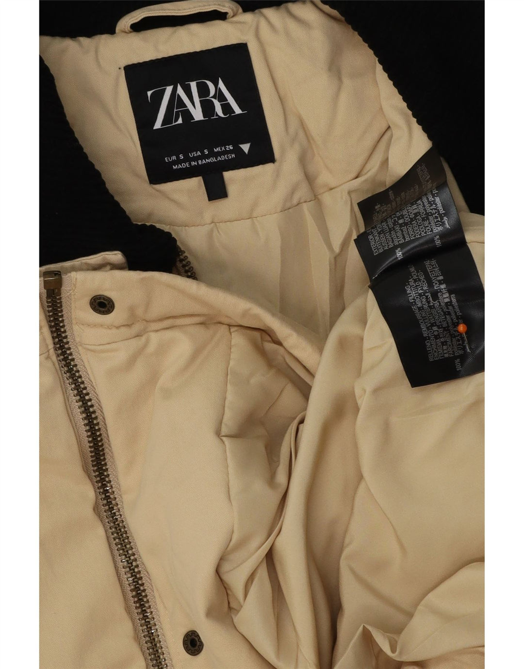 ZARA Γυναικείο Utility Jacket UK 10 Small Beige Colourblock