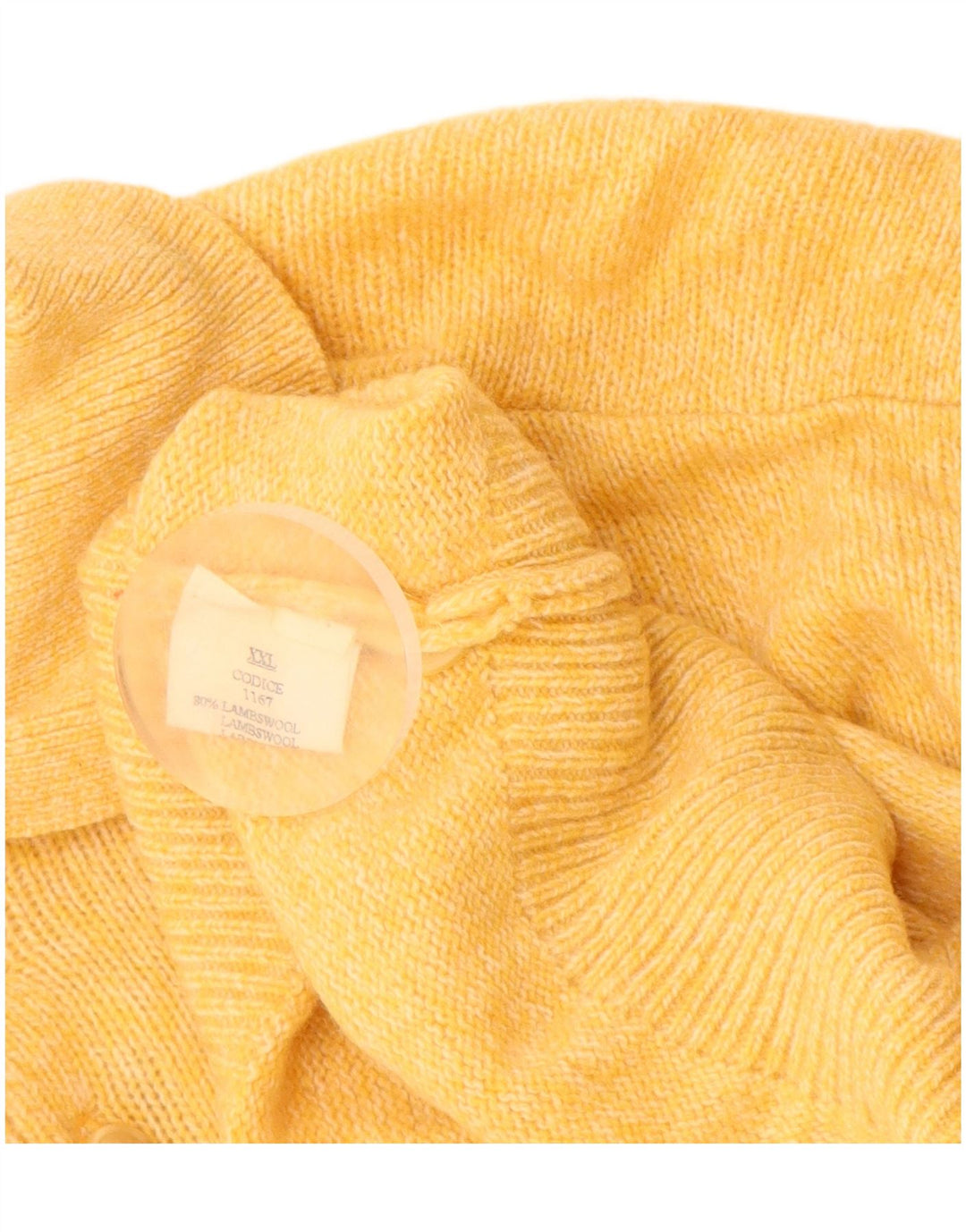 Ανδρικό πουλόβερ με λαιμόκοψη VINTAGE 2XL κίτρινο αρνίσιο