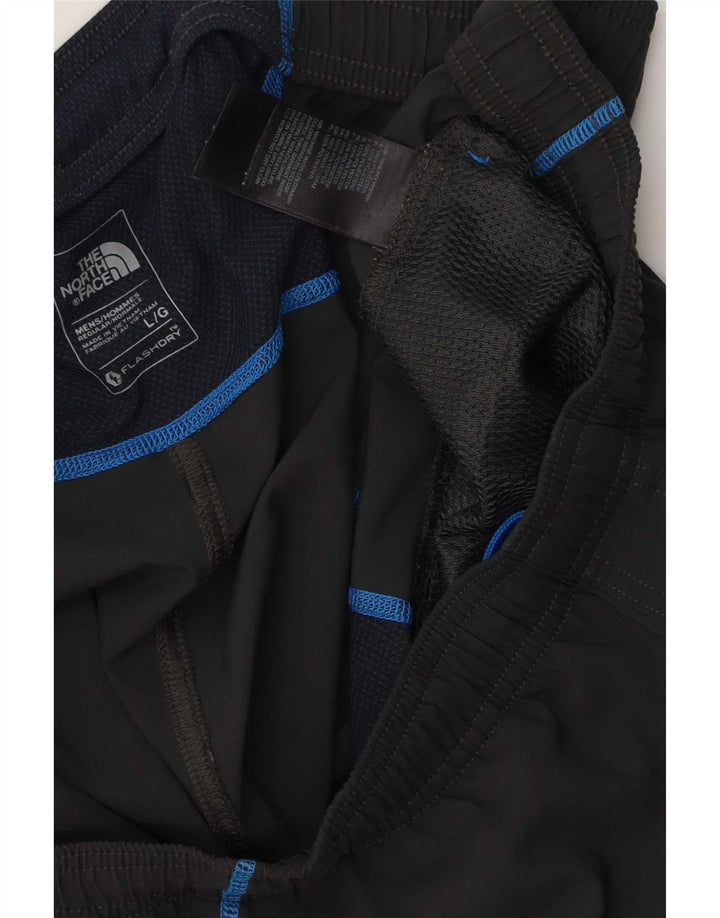 Ανδρικό γραφικό αθλητικό σορτς North Face, μεγάλο μαύρο ριγέ πολυεστέρα