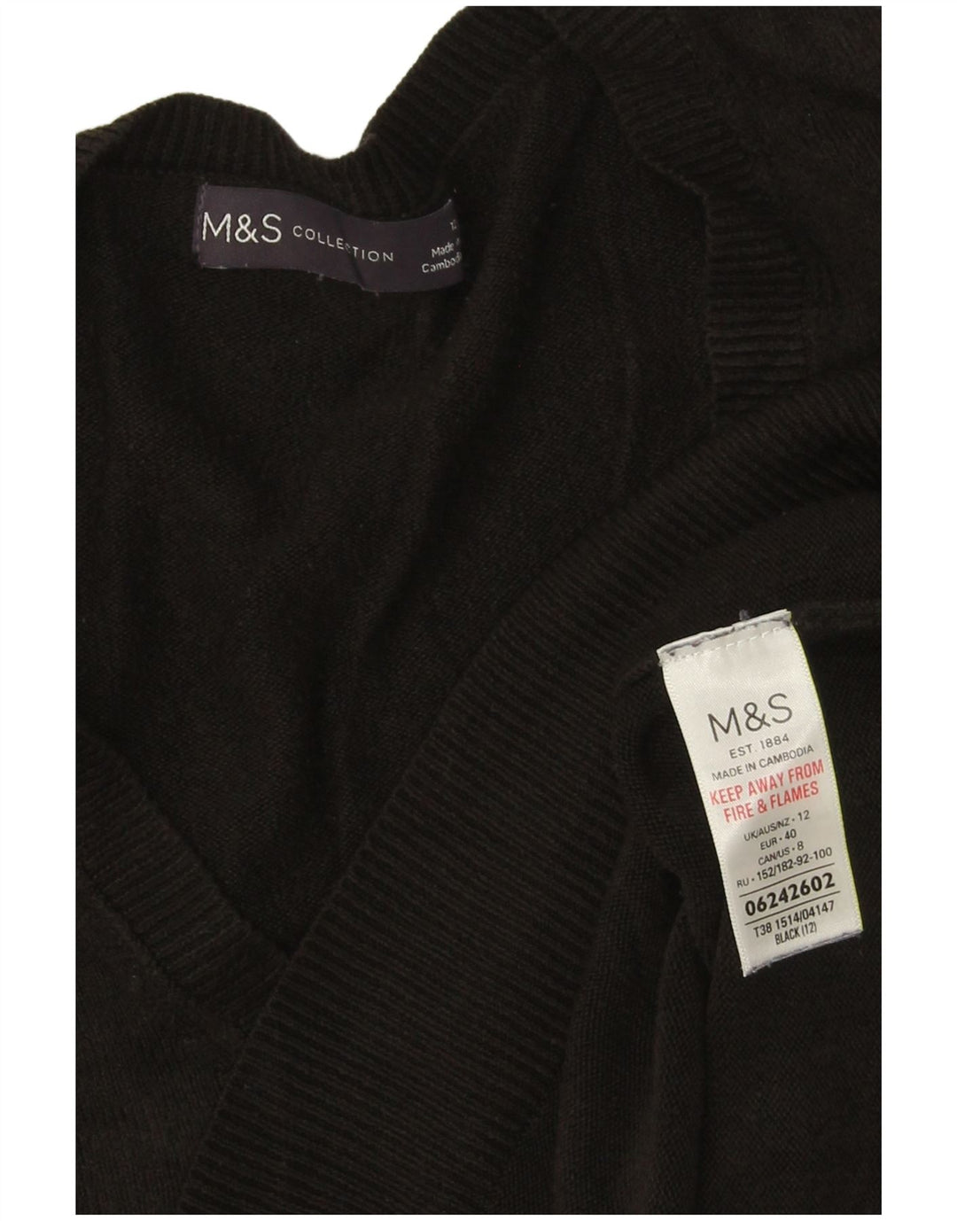 Marks & Spencer Γυναικείο πουλόβερ με λαιμόκοψη σε V UK 12 Μεσαίο Μαύρο Ακρυλικό