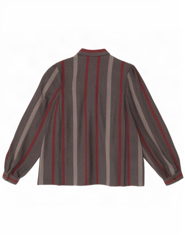 Vintage γυναικείο πουκάμισο μπλούζα UK 18 XL γκρι ριγέ