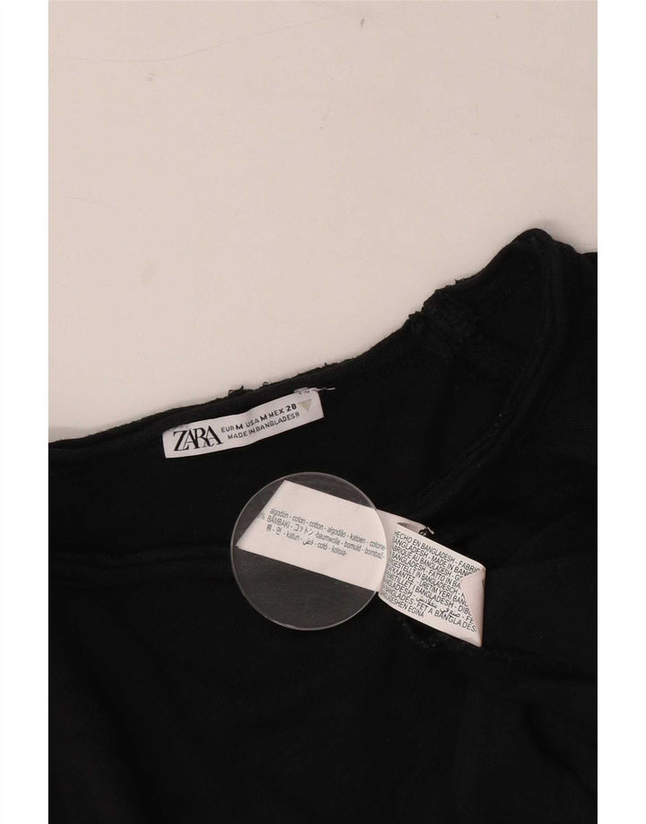 Zara Γυναικείο τοπ μακρυμάνικο UK 14 μεσαίο μαύρο βαμβακερό