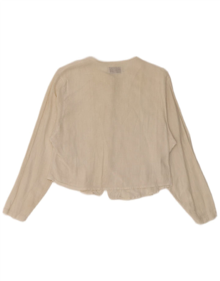 Benetton Γυναικείο πουκάμισο Crop Μπλούζα UK 14 Medium Off White
