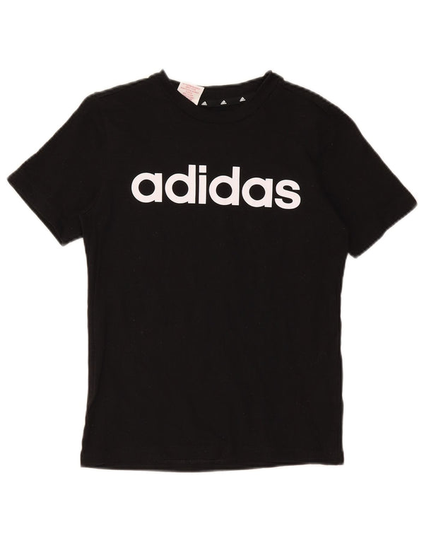 Γραφικό T-Shirt Adidas Boys Top 9-10 ετών μαύρο βαμβακερό