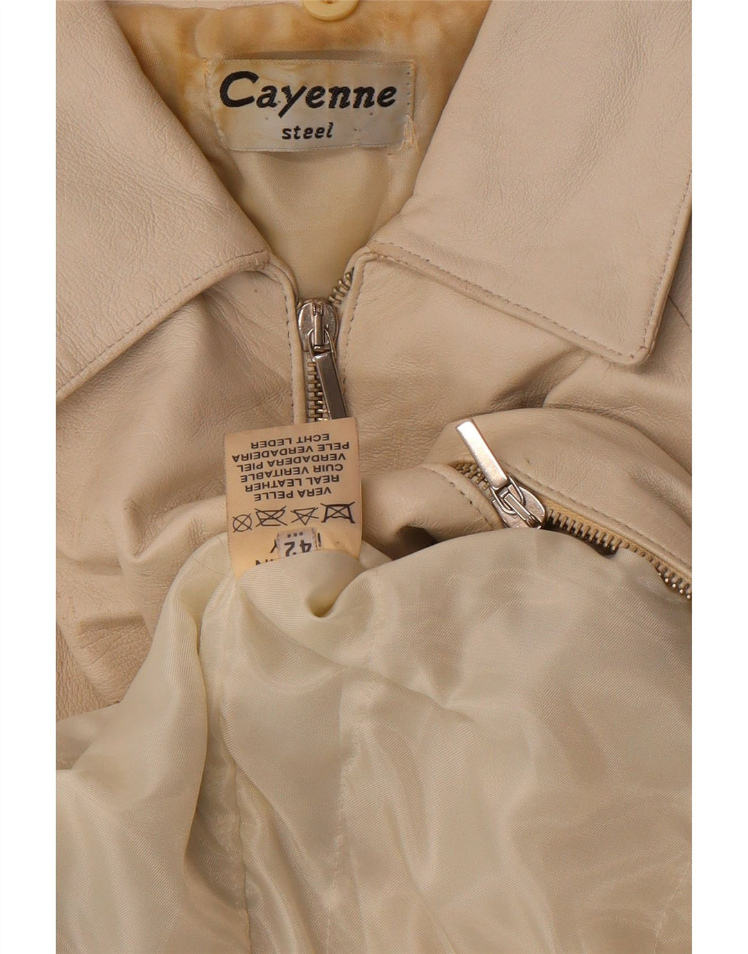 Cayenne Γυναικείο Crop Δερμάτινο Μπουφάν IT 42 Medium White Leather