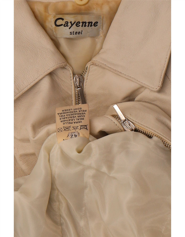 Cayenne Γυναικείο Crop Δερμάτινο Μπουφάν IT 42 Medium White Leather