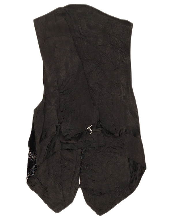 Vintage γυναικείο γιλέκο UK 10 Small Black Floral