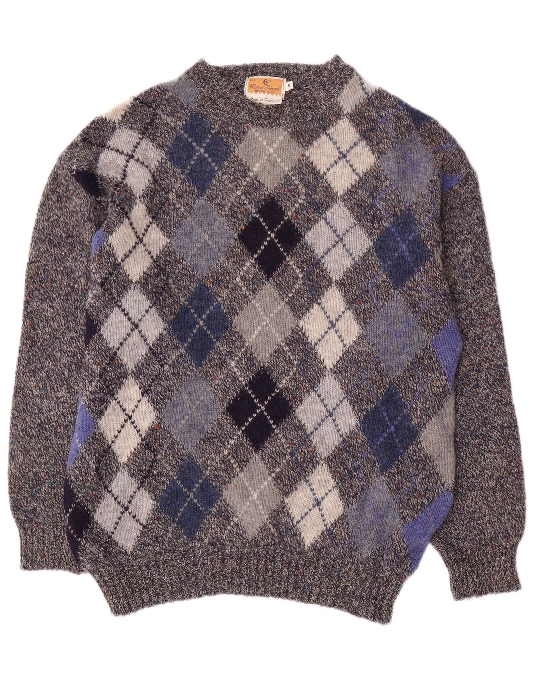 CONTE OF FLORENCE Ανδρικό πουλόβερ πουλόβερ με λαιμόκοψη Small Grey Argyle/Diamond