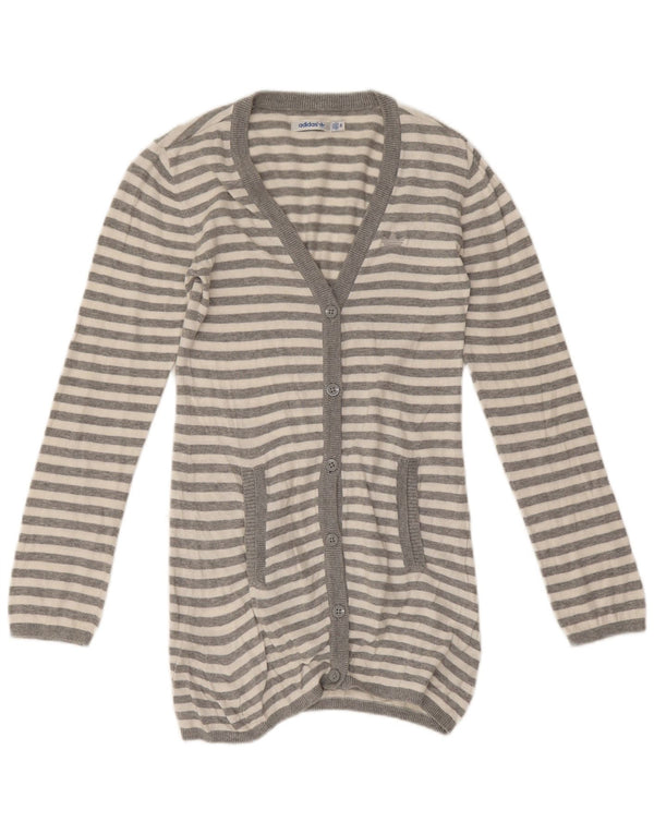 Γυναικείο πουλόβερ ζακέτα Longline Adidas IT 34 2XS Γκρι ριγέ βαμβακερό