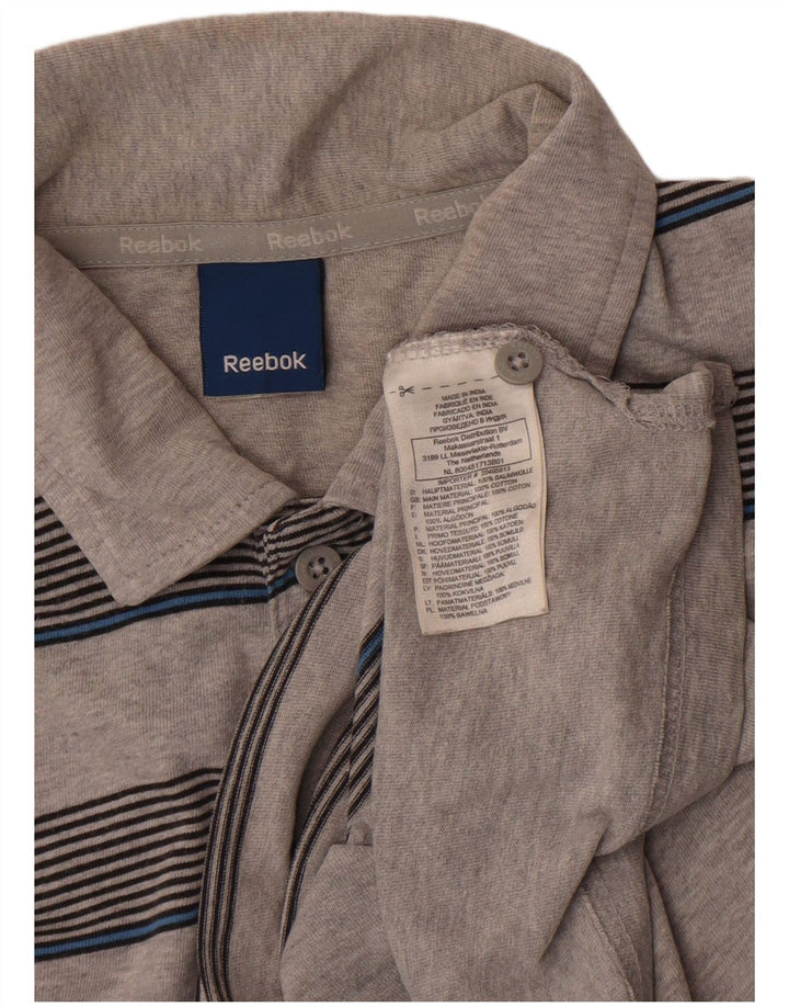 Ανδρικό πουκάμισο πόλο της Reebok, Βαμβακερό μεσαίο γκρι ριγέ