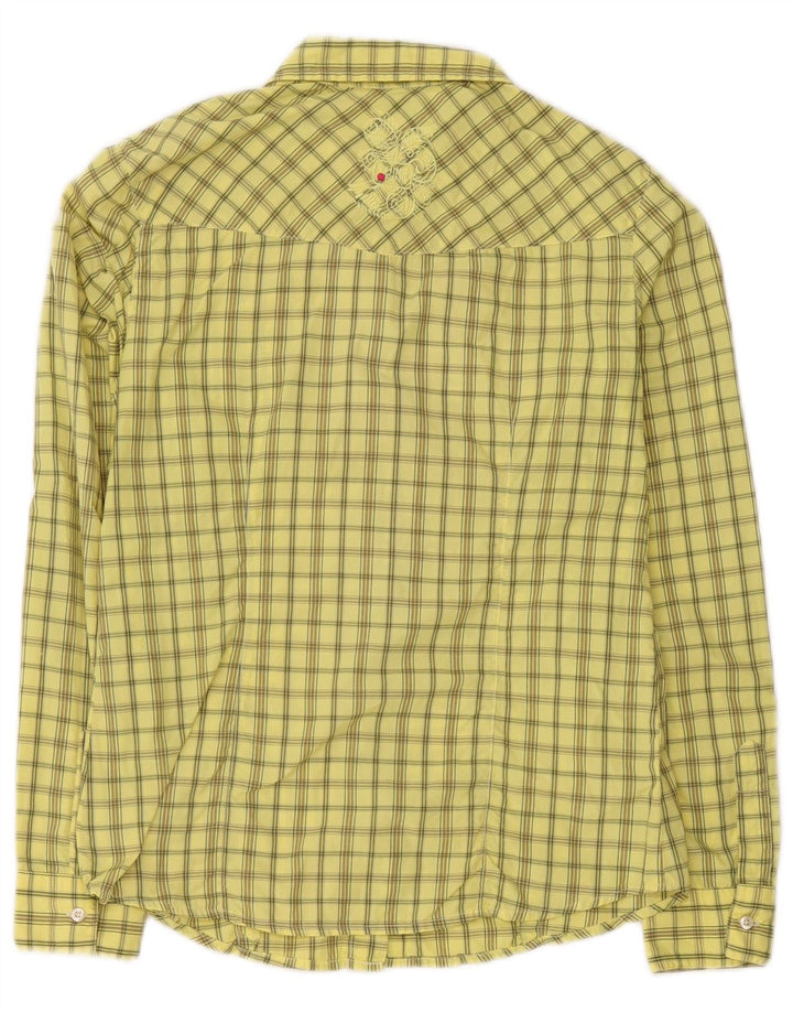 Think Pink Womens Shirt UK 14 Medium Yellow Check