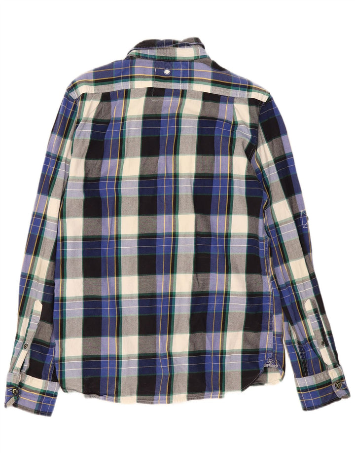 Ανδρικό φανελένιο πουκάμισο SUPERDRY XL Navy Blue Check Cotton