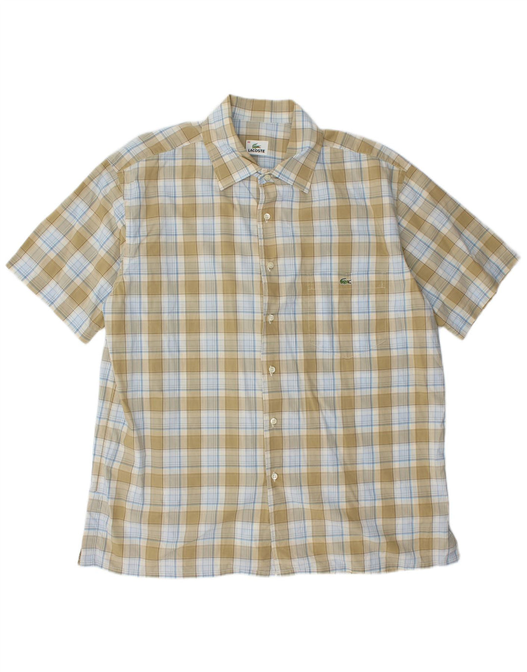 Ανδρικό κοντομάνικο πουκάμισο LACOSTE 46 2XL Χακί Check