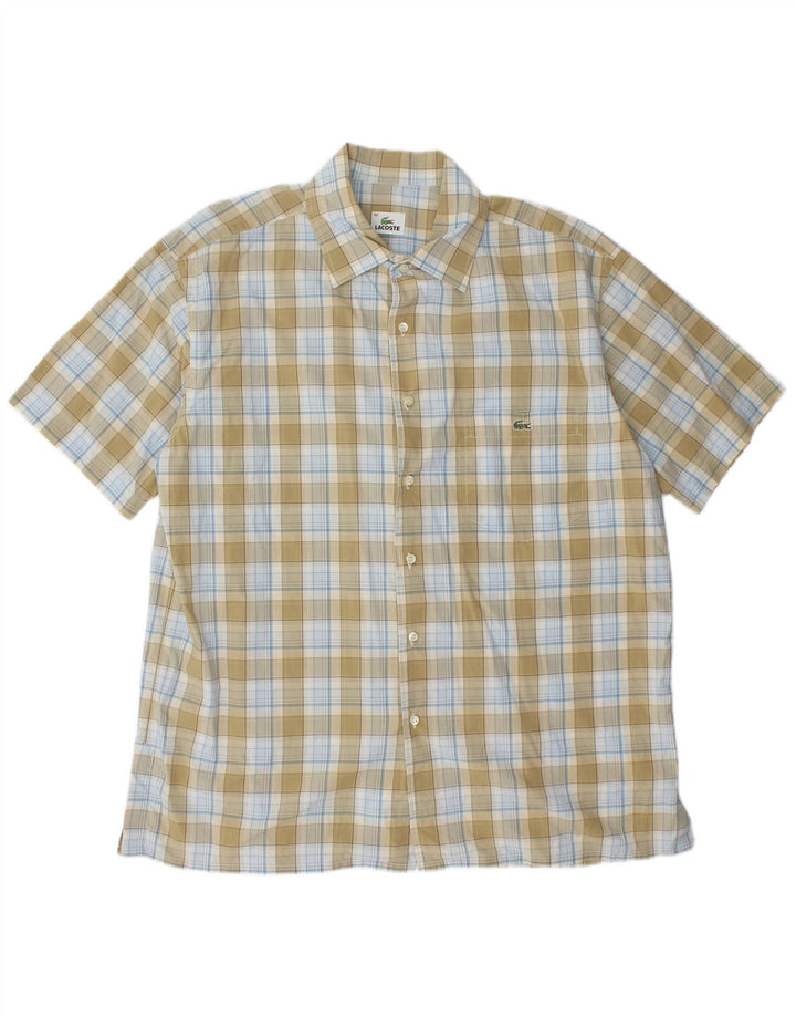Ανδρικό κοντομάνικο πουκάμισο LACOSTE 46 2XL Χακί Check