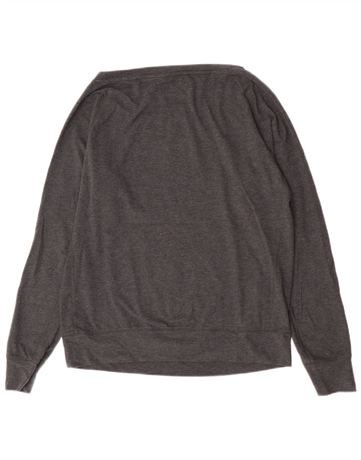 Nike γυναικείο Dri Fit Top μακρυμάνικο UK 16 Large Grey Flecked Polyester