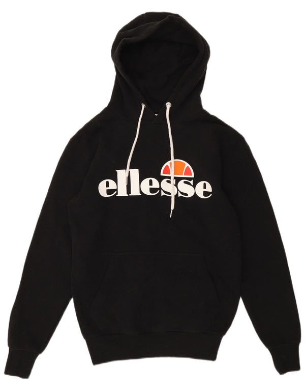 Ellesse Γυναικείο Γραφικό Hoodie Jumper UK 8 Small Black Cotton
