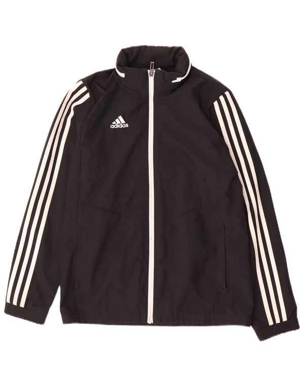 Μπουφάν φόρμας Adidas Boys με κουκούλα 11-12 ετών μαύρο πολυεστέρα