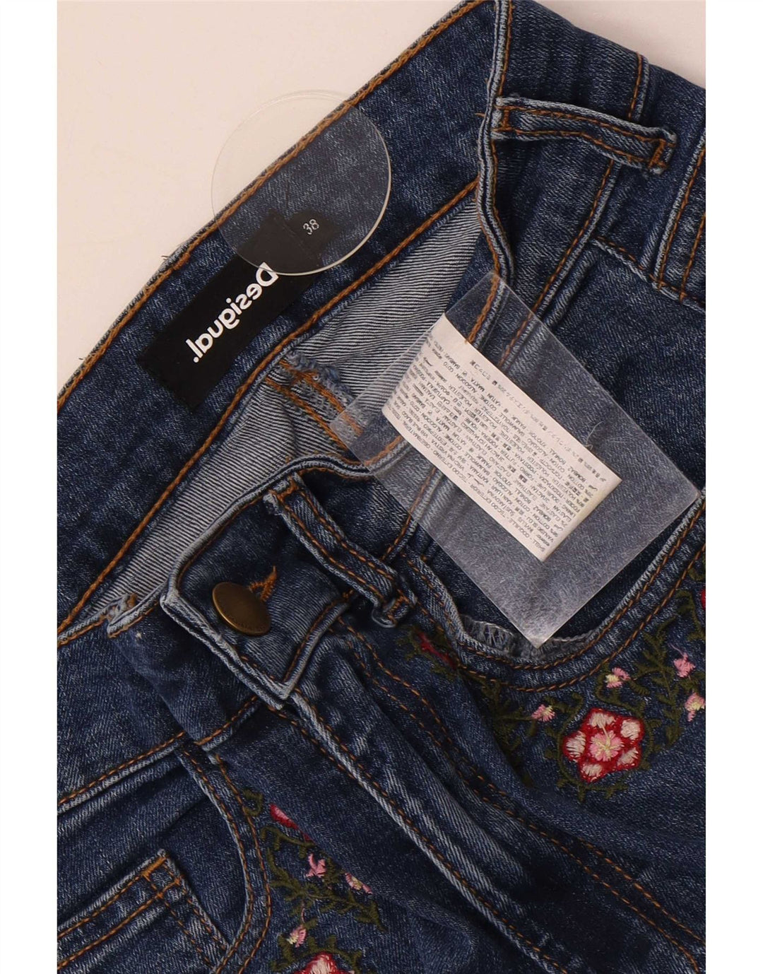 Desigual γυναικείο τζιν μποτάκι EU 38 Medium W28 L27 Μπλε φλοράλ βαμβακερό