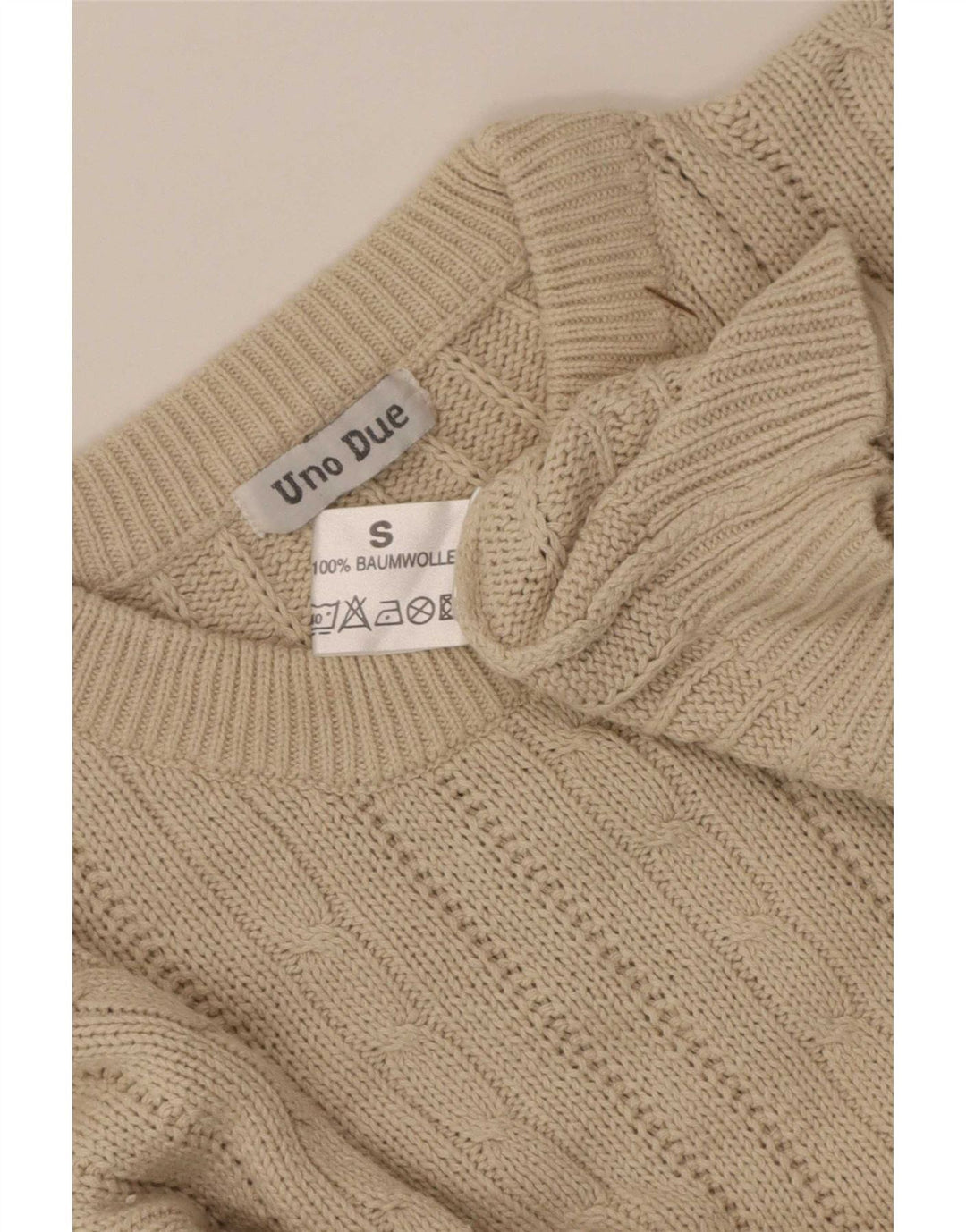 Ανδρικό πουλόβερ Uno Due Crew Neck Jumper Μικρό μπεζ βαμβακερό