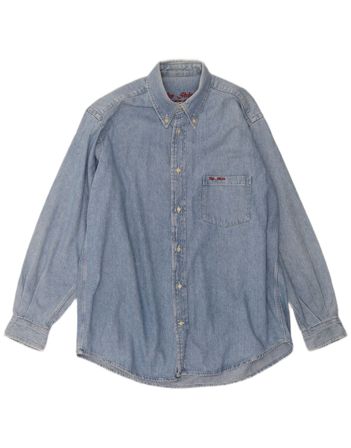VINTAGE Mens Denim Shirt Medium Blue