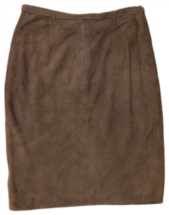Vintage Γυναικεία Suede Φούστα IT 44 Medium W26 Χακί Δέρμα