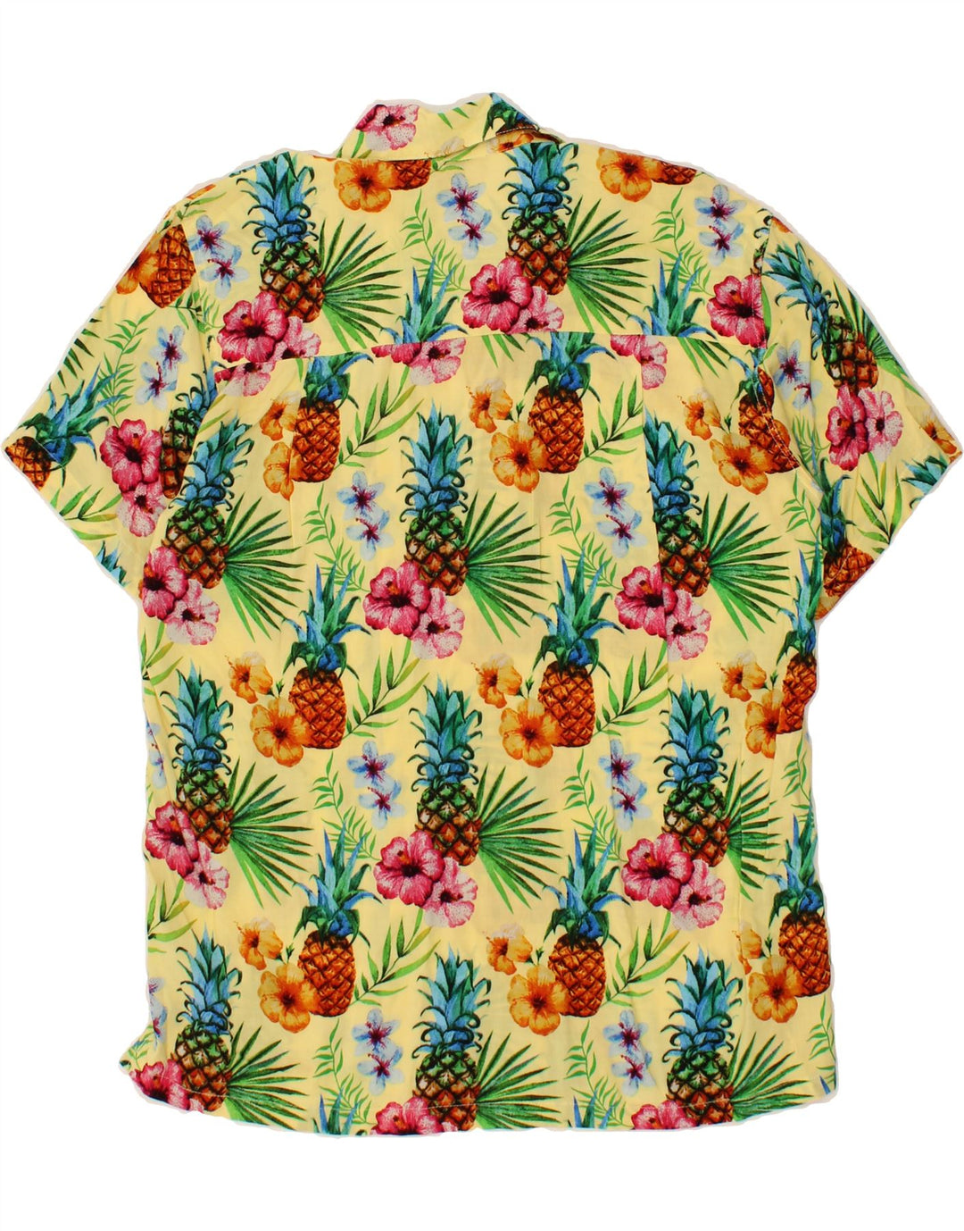 VINTAGE Mens Short Sleeve Shirt Small Yellow Floral Vintage Vintage and Second-Hand Vintage from Messina Hembry 