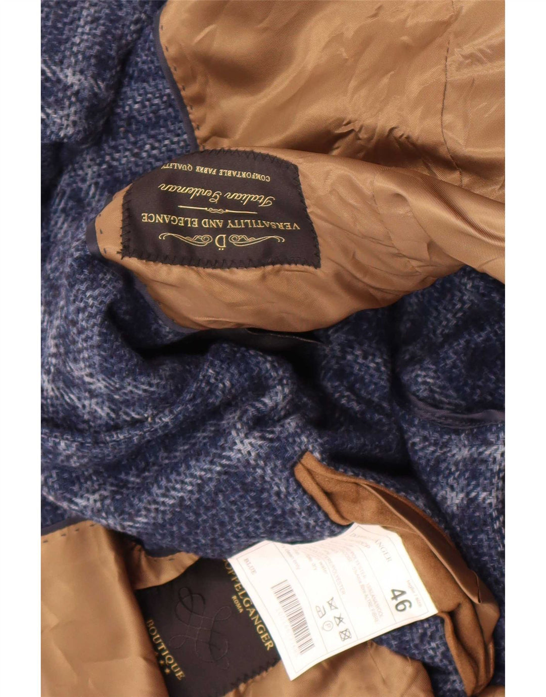 Vintage Ανδρικό Πανωφόρι IT 46 Small Navy Blue Check Polyester