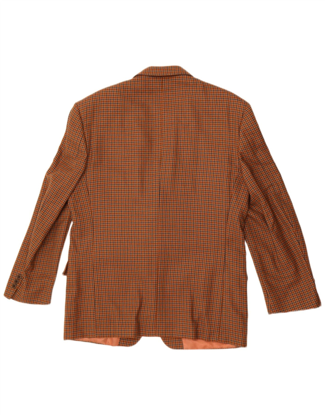Vintage Ανδρικό σακάκι 2 κουμπιών UK 38 Μαλλί Houndstooth μεσαίου καφέ