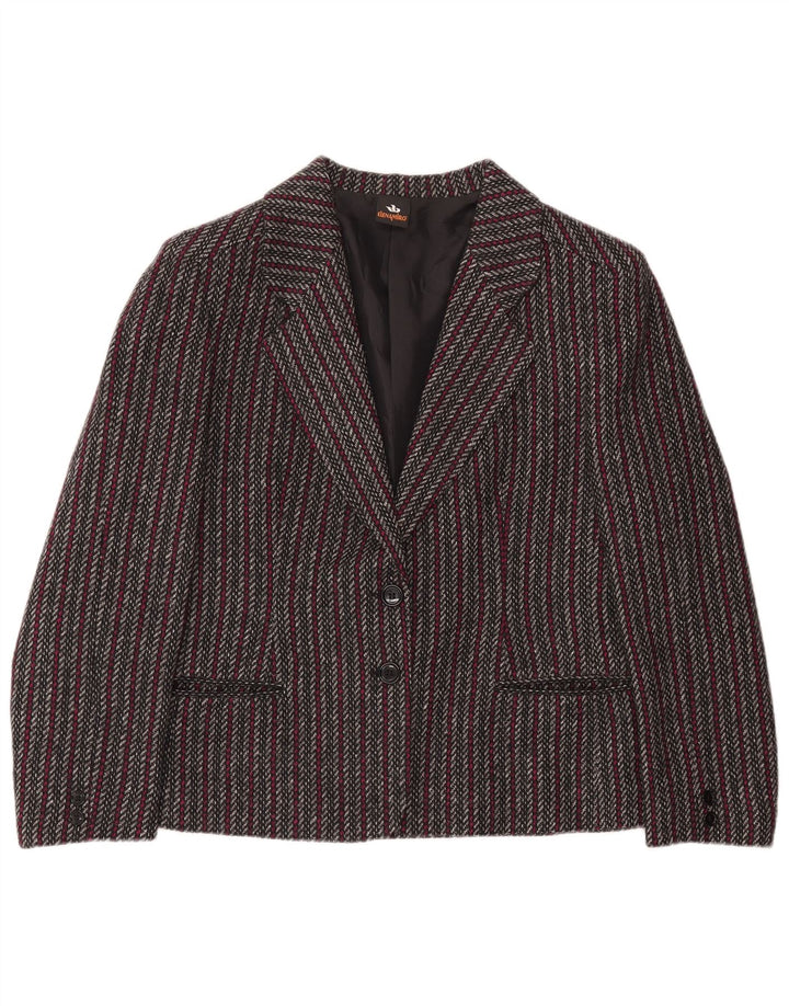 ELENA MIRO Γυναικείο μπλέιζερ με 2 κουμπιά μπουφάν UK 14 μεγάλο γκρι ριγέ