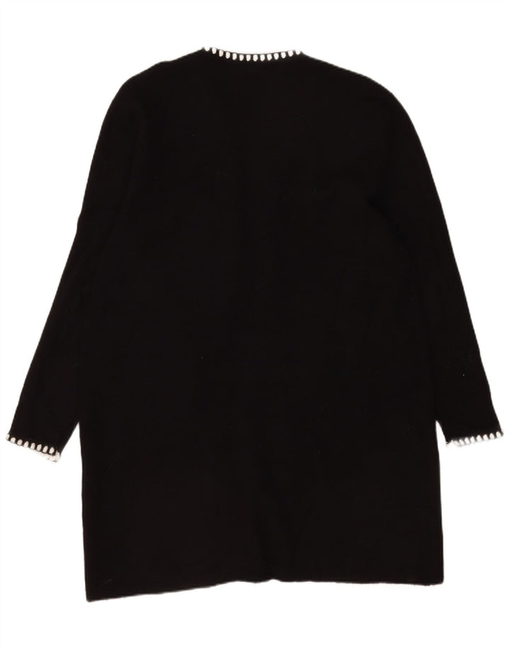 Zara Γυναικείο Longline ανοιχτό πουλόβερ ζακέτα UK 14 μεσαία μαύρη βισκόζη