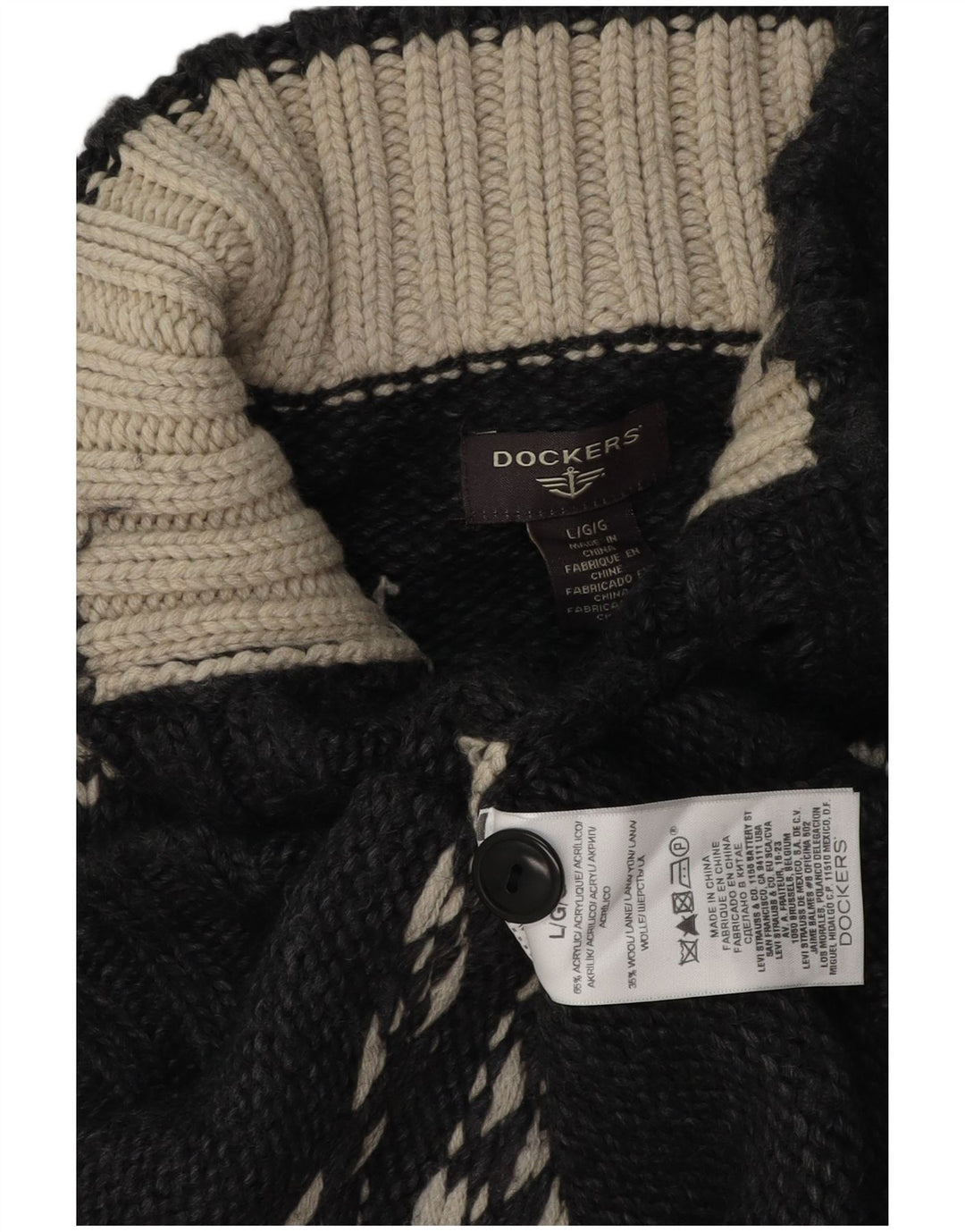 Dockers Ανδρικό πουλόβερ με λαιμό κουμπιά μεγάλο γκρι ακρυλικό Fair Isle