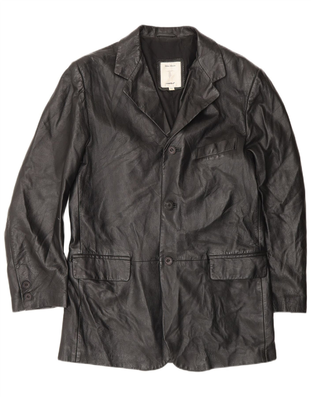 Conbipel Ανδρικό Δερμάτινο Παλτό IT 46 Small Black Leather