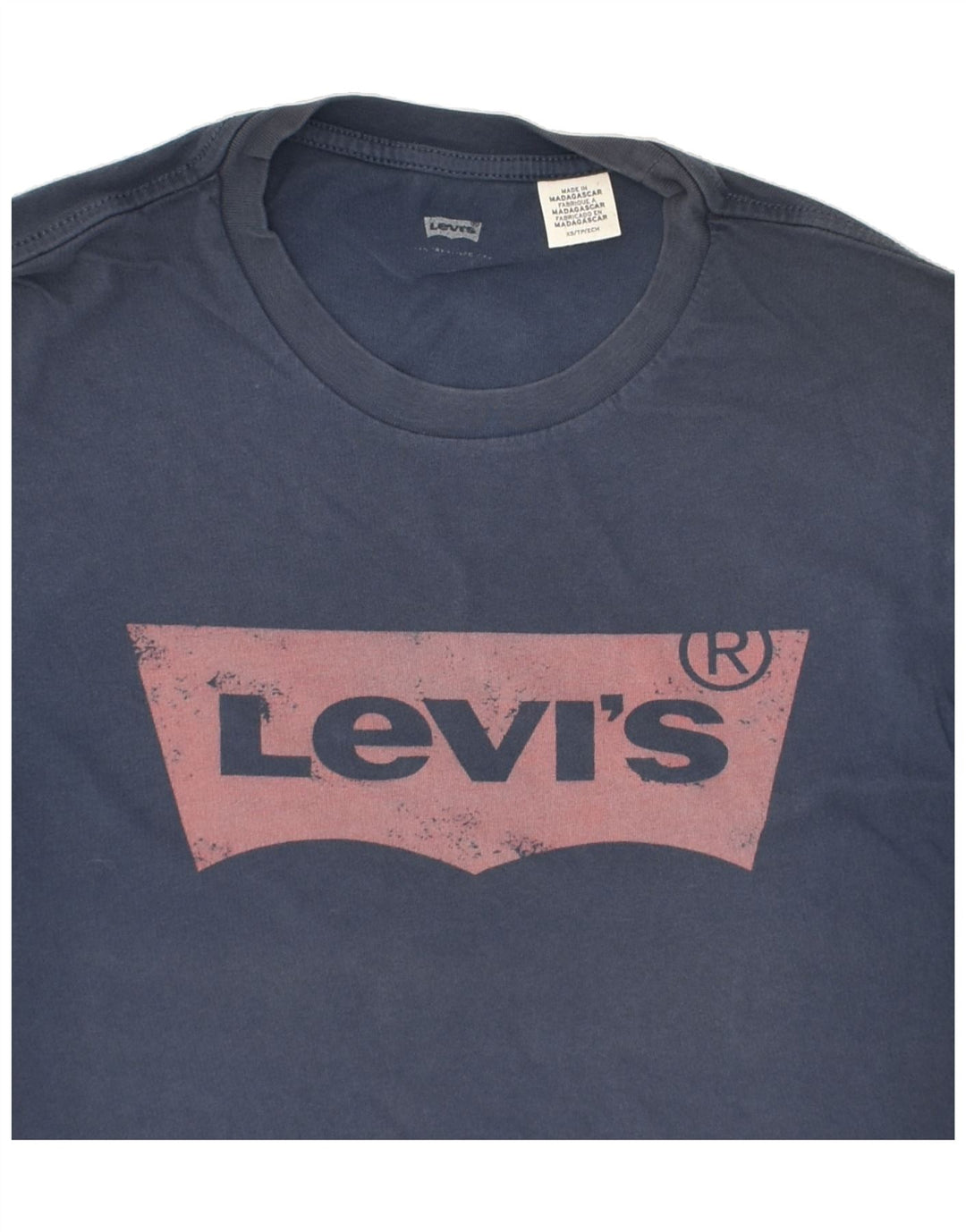LEVI'S Womens Graphic T-Shirt Top UK 6 XS Navy Blue Cotton | Vintage Levi's | Thrift | Second-Hand Levi's | Used Clothing | Messina Hembry 