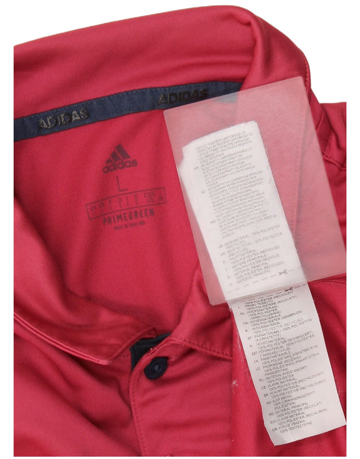 Ανδρικό πουκάμισο Adidas Primegreen Polo μεγάλο κόκκινο ριγέ πολυεστέρα