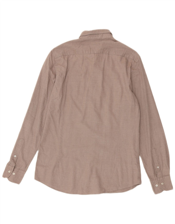 Ανδρικό πουκάμισο Massimo Dutti, Βαμβακερό σε μεσαίο καφέ ρίγες